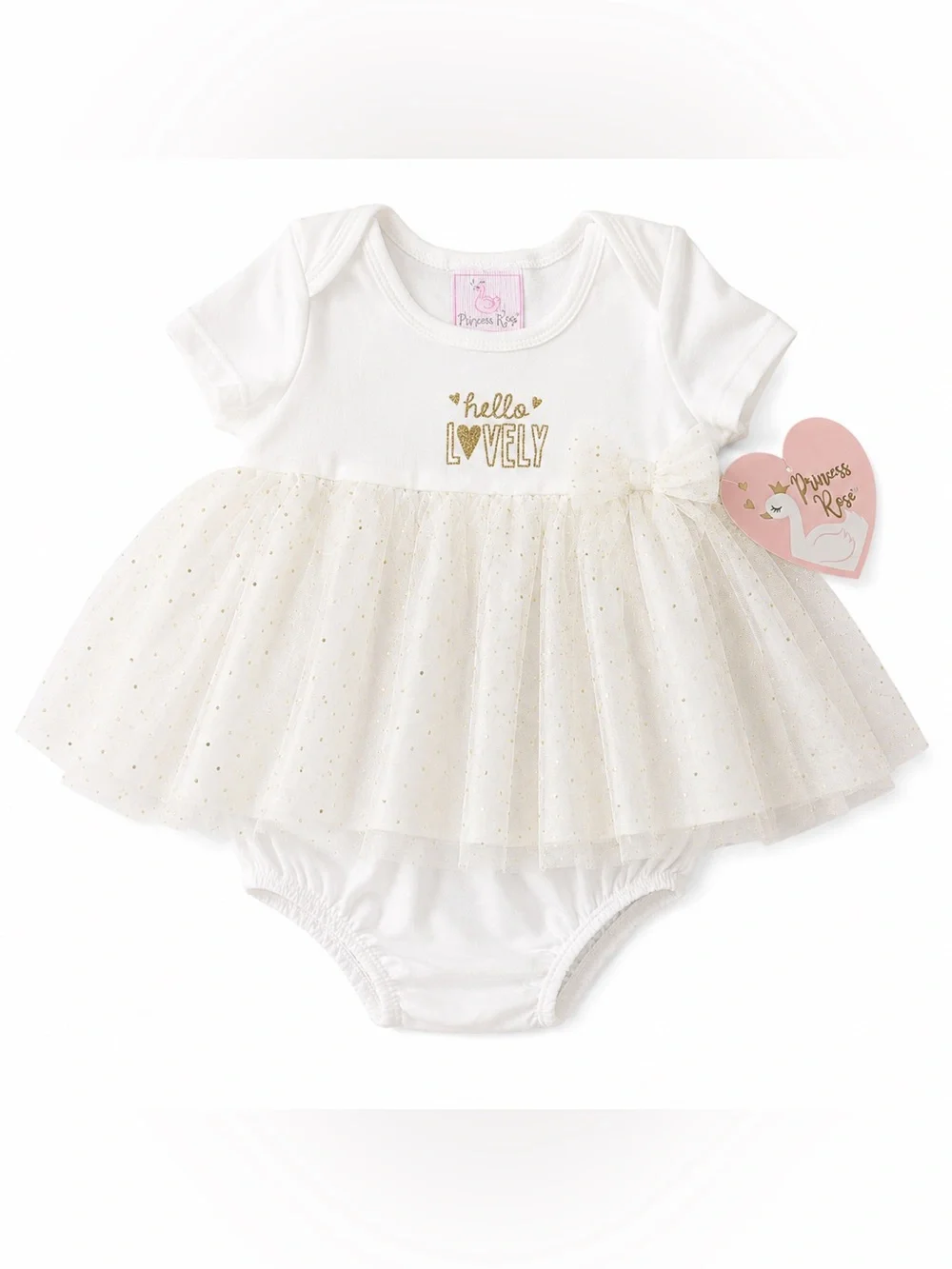 Princess Rose Hello Lovely White Tulle Tutu‎ Bubble Dress NWT 6-9 Months